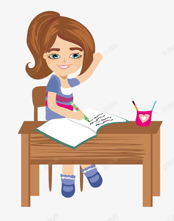 举手的女孩png免抠素材_88icon https://88icon.com 上课 专心 专注 举手 发言 听 听讲 听课 学习 学生 学生听课 认真 课题