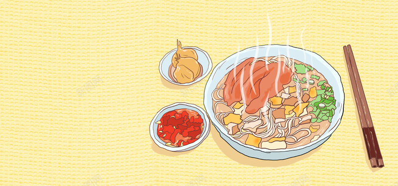 西安美食羊肉泡馍手绘bannerjpg设计背景_88icon https://88icon.com 大蒜 当地小吃 手绘 插画 暖色 羊肉泡馍 美食 西安 辣椒