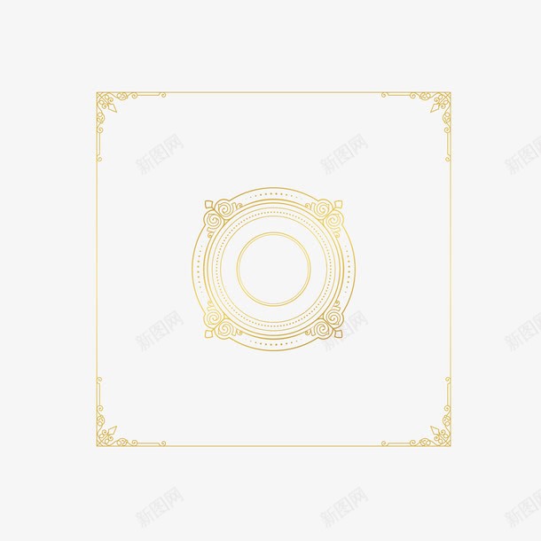 外圆内方欧式边框png免抠素材_88icon https://88icon.com 党政边框 圆形 方形 边框