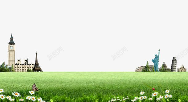 草地建筑png免抠素材_88icon https://88icon.com 城市风光背景png 建筑 欧式 草坪