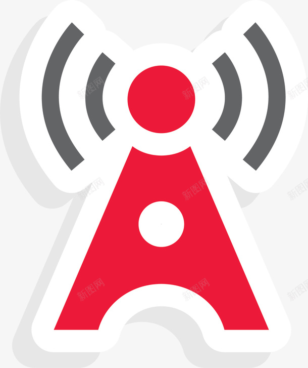 红色扁平wifi基站png免抠素材_88icon https://88icon.com wifi 世界电信日 信号 无线基站 无线网 移动网络 网络