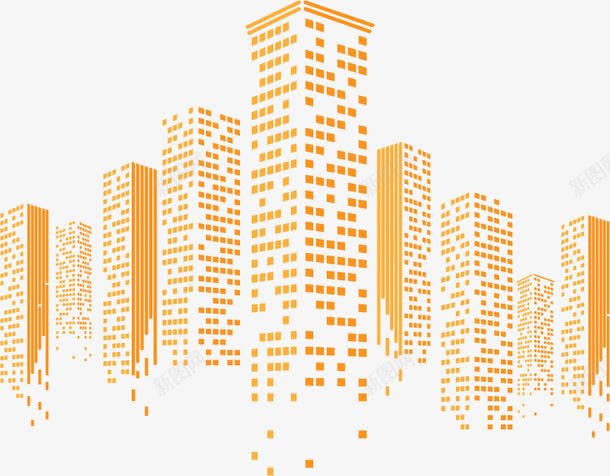 手绘高楼png免抠素材_88icon https://88icon.com 城市 建筑物 金色