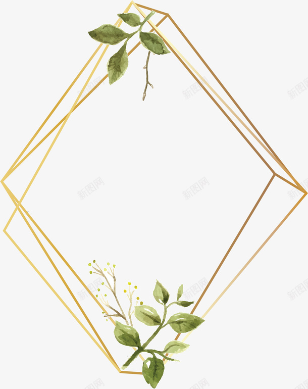 菱形线条树叶边框png免抠素材_88icon https://88icon.com 小清新 树叶 树叶边框 矢量png 菱形线条 菱形边框