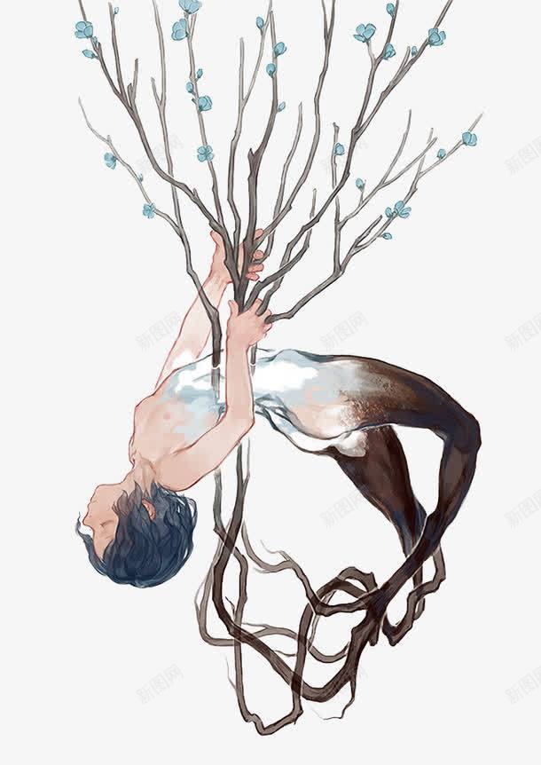 树干png免抠素材_88icon https://88icon.com 手绘 植物 男性人物 蓝色梅花
