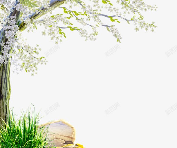 春天花草树木元素png免抠素材_88icon https://88icon.com 春天 石头 花草 装饰