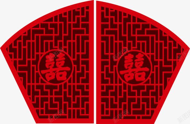 红色中国风双喜窗棂png免抠素材_88icon https://88icon.com 双喜花纹 婚庆 婚礼 浪漫 爱情 窗棂 窗花 结婚