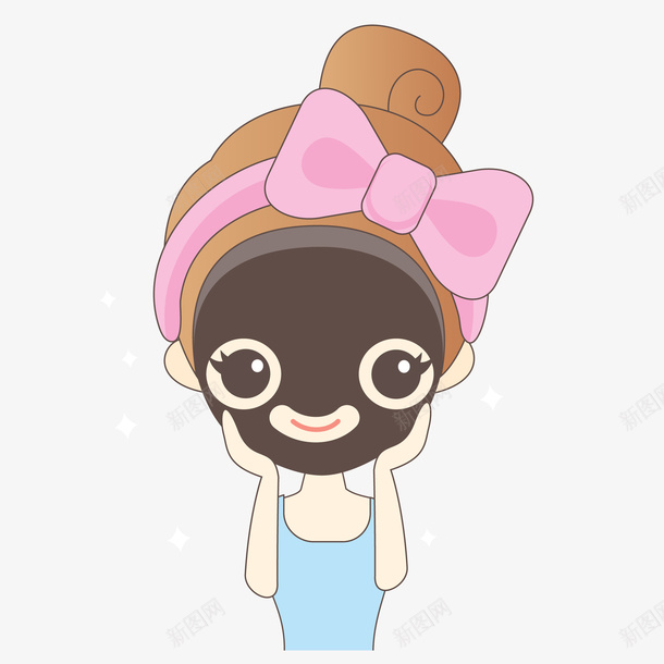 手绘开心敷黑面膜女生png免抠素材_88icon https://88icon.com 免扣Png 化妆品 开心 护肤 敷 敷面膜 敷面膜卡通画免费下载 美女 美容 美白 舒服 舒缓皮肤 蓝背心 蝴蝶结 黑膜