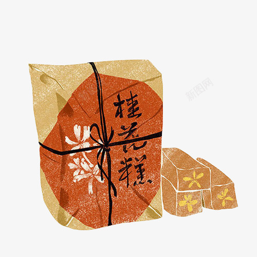桂花糕手绘画片psd免抠素材_88icon https://88icon.com 中国零食 桂花糕 甜品 糕点 美味
