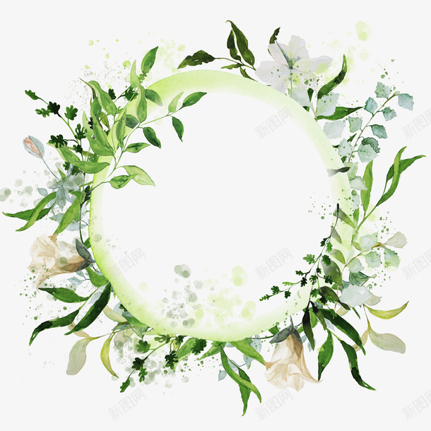 花环装饰案png免抠素材_88icon https://88icon.com 光泽 光滑 卡通 叶子 手绘 渐变 线条 绿色 花环 花瓣 装饰 质感