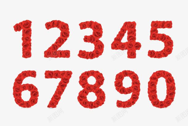 花瓣组成的数字png免抠素材_88icon https://88icon.com 123456 创意设计 玫瑰花 红色花瓣 阿拉伯数字