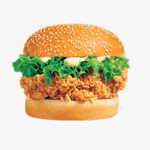 原味鸡腿堡png免抠素材_88icon https://88icon.com 快餐 芝麻 青菜 鸡肉 鸡腿堡