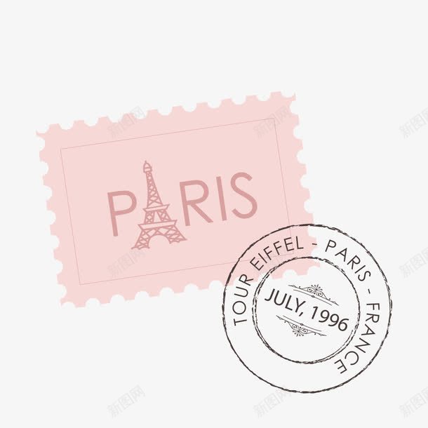 巴黎邮戳矢量图ai免抠素材_88icon https://88icon.com 旅行 日期 矢量图 邮票 铁塔