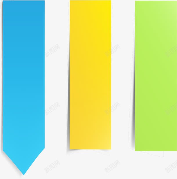 手绘三个颜色的便条png免抠素材_88icon https://88icon.com 便利贴 便条 彩色 手绘 文具 绿色 蓝色 黄色