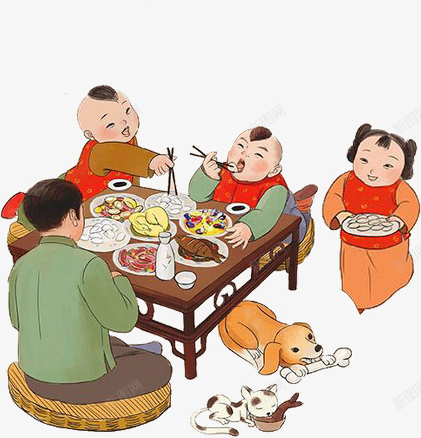 新年开心家庭团圆饭png免抠素材_88icon https://88icon.com 吃饭 家庭团圆饭 开心团圆饭 新年团圆饭 新春团圆饭 阖家欢乐