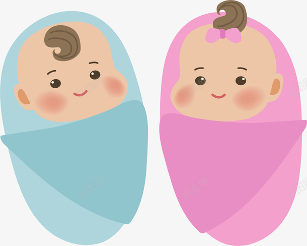 可爱新生儿双胞胎png免抠素材_88icon https://88icon.com 两个婴儿 双胞胎 喜得贵子 新生儿 矢量png 龙凤胎