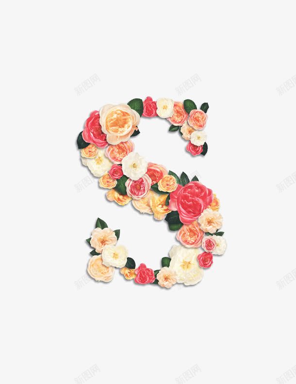 鲜花拼字母Spng免抠素材_88icon https://88icon.com 创意字母 彩色字母 彩色立体字 立体字母 艺术字 艺术字母 花卉字母S 英文字母 鲜花拼字母S