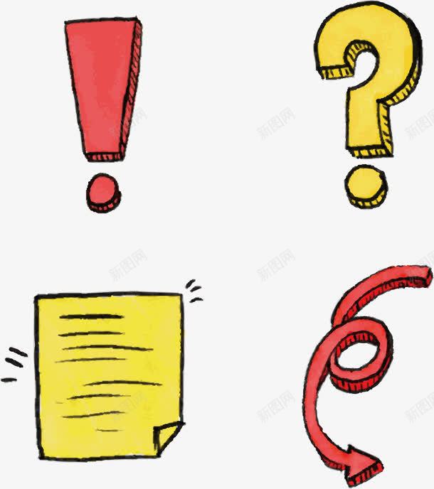 彩色手掌商务符号矢量图eps免抠素材_88icon https://88icon.com 商务手账素材 打问号 文件 旋转箭头 矢量图 矢量素材 红色叹号 问号