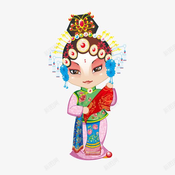 卡通京剧人物矢量图ai免抠素材_88icon https://88icon.com 京剧脸谱 卡通 戏曲 戏曲人物 艺人 青衣 矢量图