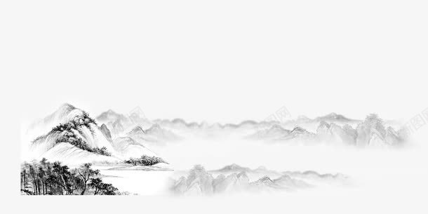 中国风山水png免抠素材_88icon https://88icon.com 云 山 树 水墨画