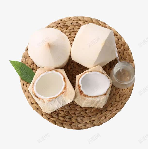 俯拍草垫上的椰青椰汁png免抠素材_88icon https://88icon.com 产品实物 椰子 椰汁 椰青 海南椰子 海南特产 进口泰国椰子 青椰子
