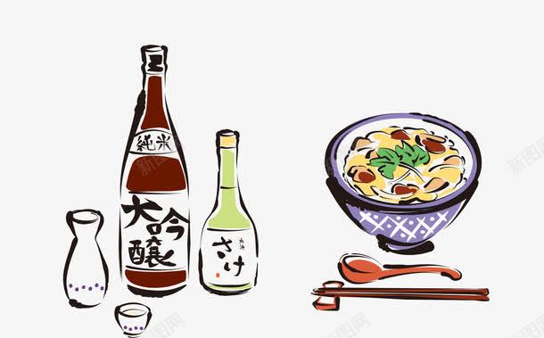 手绘美味日本料理矢量图eps免抠素材_88icon https://88icon.com 勺子 手绘美味 手绘美味日本料理 日本餐厅 碗筷 美味 美食 被子 酒瓶 食物 餐厅海报 矢量图