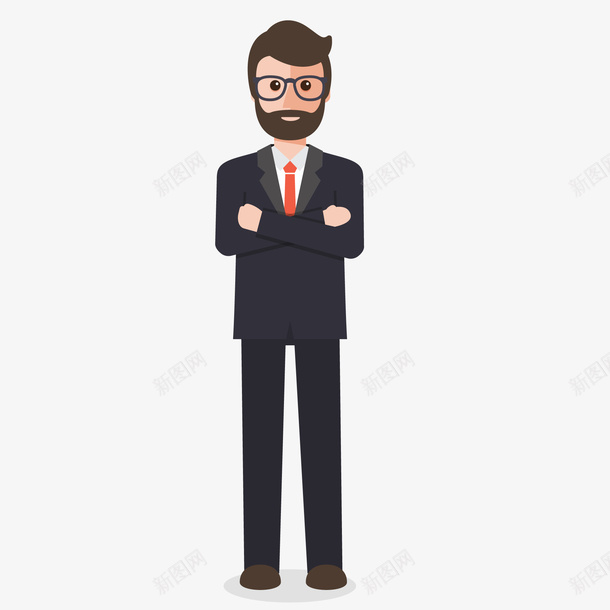 扁平化商务男性人物矢量图ai免抠素材_88icon https://88icon.com 人物设计 办公 卡通 商务男性 黑色西装 矢量图