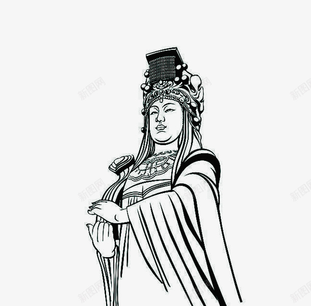 妈祖雕塑手绘图案png免抠素材_88icon https://88icon.com 人物雕塑 妈祖 妈祖图 手绘图 简图 简笔画 线条 装饰