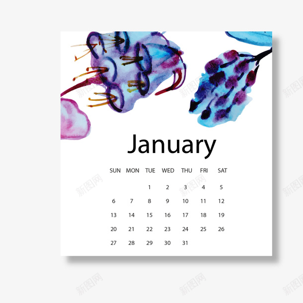 蓝白色2019年1月日历矢量图ai免抠素材_88icon https://88icon.com 1月 2019年 2019年日历 日历 日常 白色 蓝色 矢量图