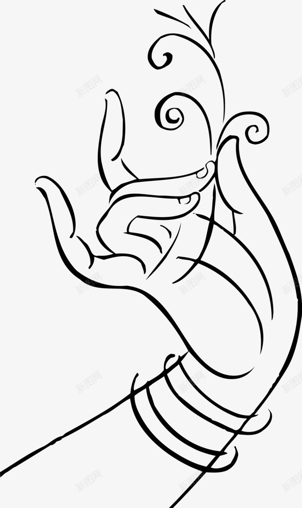 佛手拈花元素png免抠素材_88icon https://88icon.com 佛手 工笔画 拈花 线条