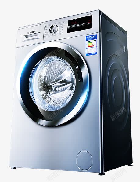 博世全自动家用变频滚筒洗衣机png免抠素材_88icon https://88icon.com 产品实物 变频电机 快洗 银色