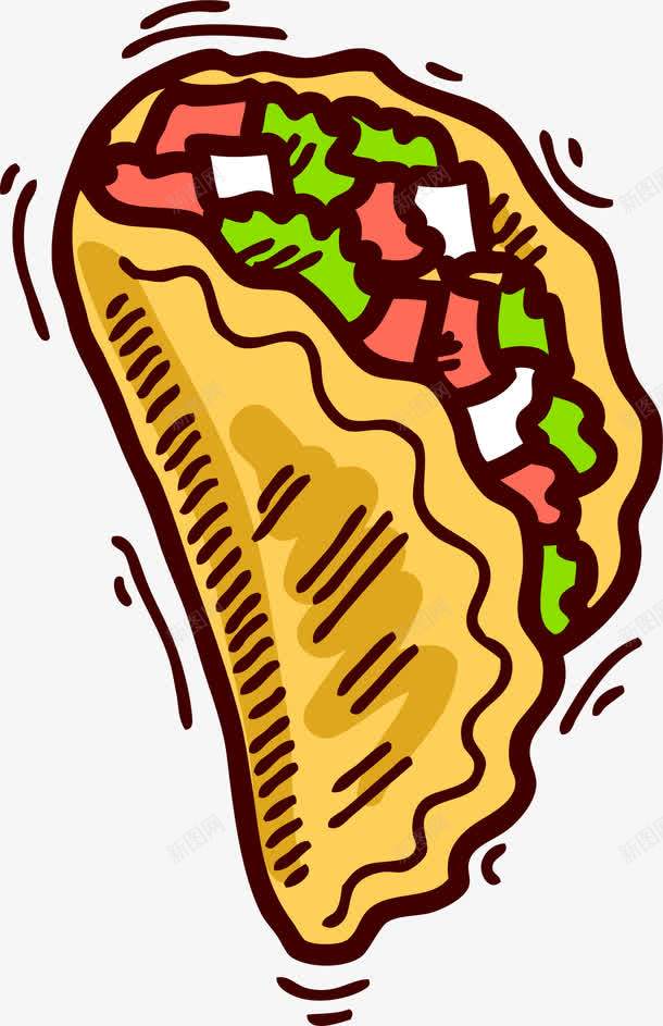 黄色简约手抓饼png免抠素材_88icon https://88icon.com 卡通 手抓饼 简约 美食 装饰图案 食物 黄色