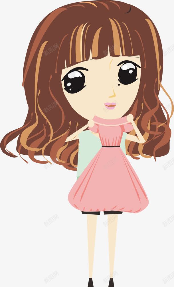 挑衣服的女孩矢量图ai免抠素材_88icon https://88icon.com 动漫人物 卡通小孩 卷发 可爱的 大眼睛 女孩 害羞的 小公主图案 矢量图 短袖 短裤 简笔画小公主 粉色裙子 裙子 试衣服的女孩