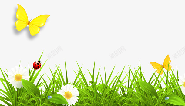 蝴蝶小花草丛png免抠素材_88icon https://88icon.com 小花 草丛 蝴蝶 蝴蝶振翅 青草地
