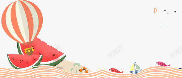 初夏主题卡通创意边框psd免抠素材_88icon https://88icon.com 初夏 卡通 夏天海报 夏季 小清新 广告 海边 炎热夏天 西瓜 设计