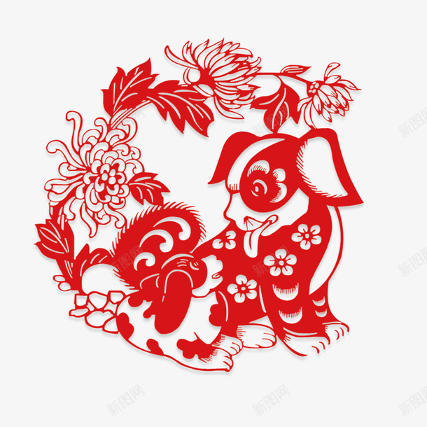 2018红色狗年剪纸窗花png免抠素材_88icon https://88icon.com 2018 剪纸 墙贴 新年 新春 春节 狗年 红色窗花