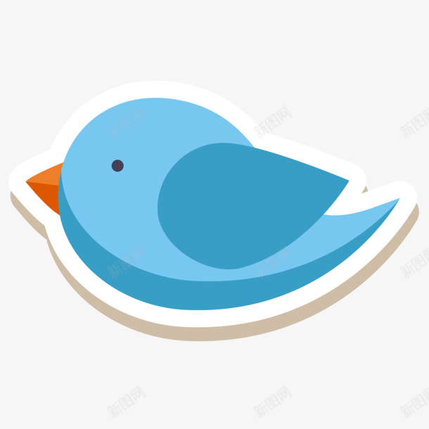 卡通蓝色的小鸟贴纸png免抠素材_88icon https://88icon.com 动物设计 卡通 小鸟 蓝色 贴纸设计 飞翔