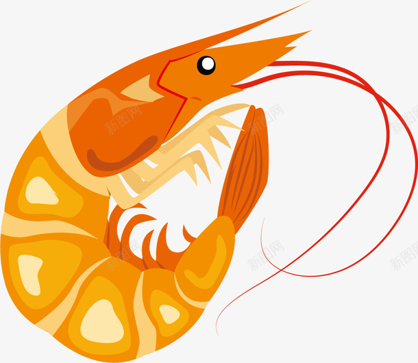 橙色卡通美味大虾png免抠素材_88icon https://88icon.com 517 吃货节 橙色海虾 美味大虾 美食节 食品 餐饮