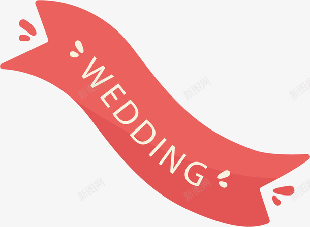 红色的条幅矢量图ai免抠素材_88icon https://88icon.com 婚礼 彩带 彩条 文字 条幅 欢迎 红色 结婚 英文 矢量图