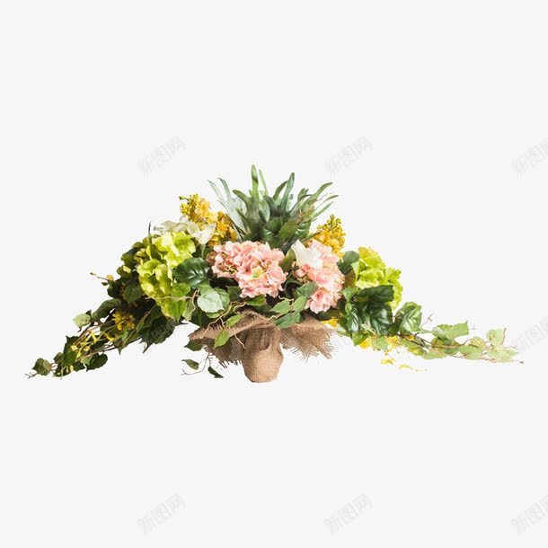 花束仿真花png免抠素材_88icon https://88icon.com 丁香绣球 常春藤 插花 桌花桌面 装饰