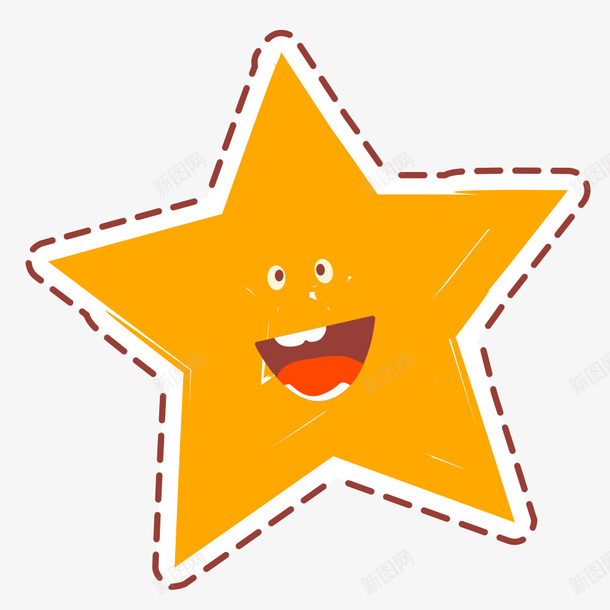 黄色五角星大笑标签png免抠素材_88icon https://88icon.com 几何 几何图形 几何表情 彩色 点线面 表情包 装饰 设计 黄色五角星大笑