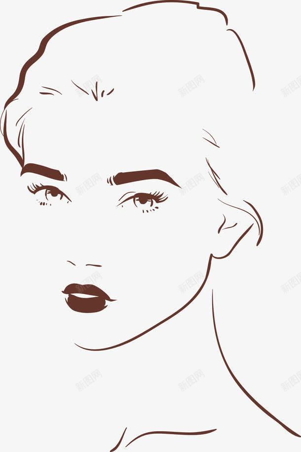手绘褐色线条女人轮廓png免抠素材_88icon https://88icon.com 手绘 美女 轮廓