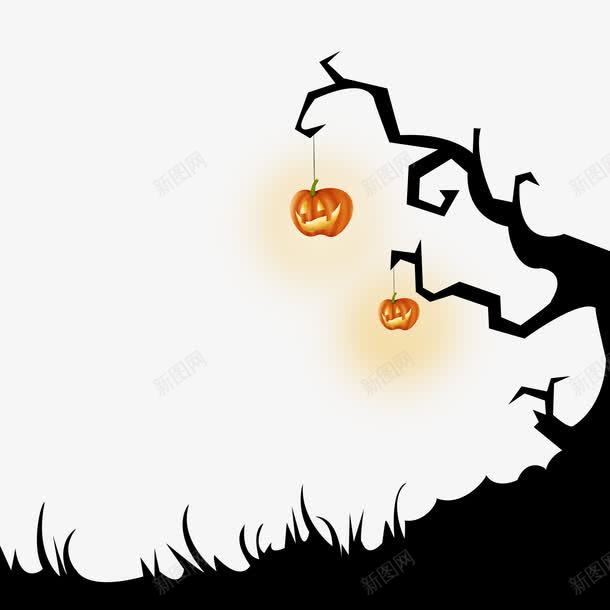万圣节枯树图png免抠素材_88icon https://88icon.com 万圣节 万圣节免抠图素材 南瓜 枯树