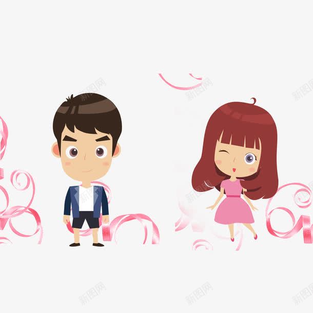 卡通男女丝带底纹png免抠素材_88icon https://88icon.com 丝带底纹 为爱出发 以爱之名 卡通 我们约会吧 男女 相亲大会 相遇 缘来是你 遇见
