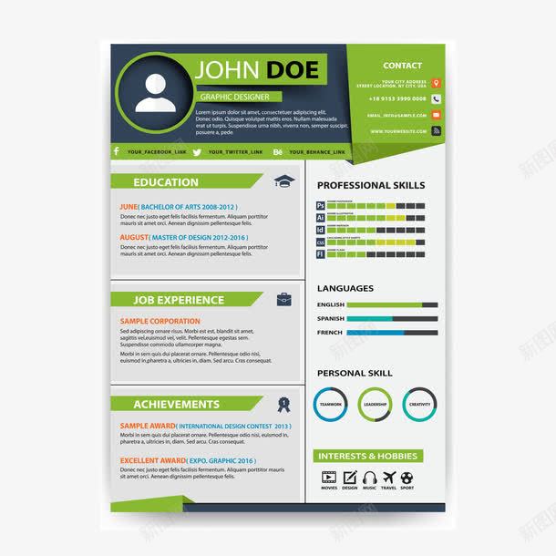 个人求职简历png免抠素材_88icon https://88icon.com AI PSD素材 创意简历 求职简历 白色 简历 简历模板设计 简约简历 英文简历 设计师简历