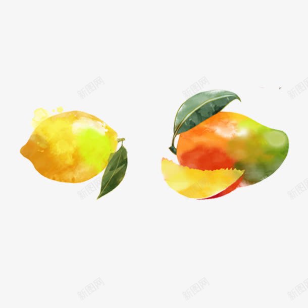 柠檬芒果手绘水彩水果png免抠素材_88icon https://88icon.com 手绘水果 柠檬 水彩 水果 水果酵素 芒果手绘水彩水果 餐饮常用广告宣传png