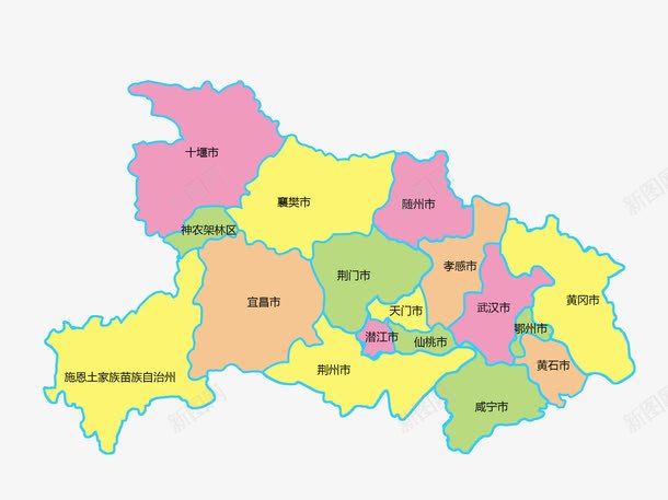 湖北地图png免抠素材_88icon https://88icon.com 卡通 彩色 手绘 湖北地图