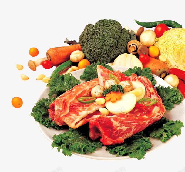 瓜果蔬菜牛排psd免抠素材_88icon https://88icon.com 水果背景 蔬菜摆盘 食品原料
