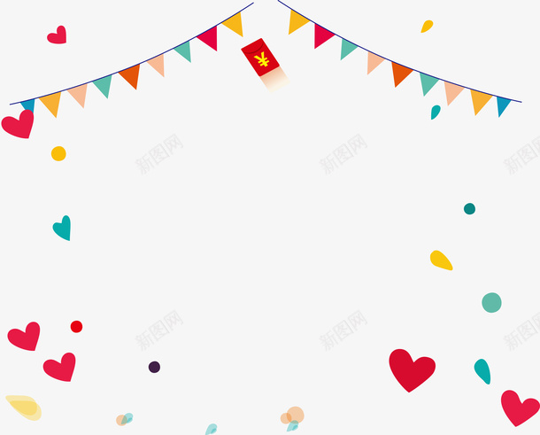 彩旗和爱心装饰背景psd免抠素材_88icon https://88icon.com 促销装饰 彩旗 旗子 爱心 生日装饰 红包 背景 节日 装饰
