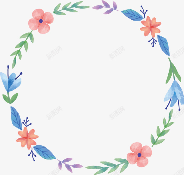 简约花圈图矢量图ai免抠素材_88icon https://88icon.com 创意 卡通 圆形 手绘 简约 花圈 设计 矢量图