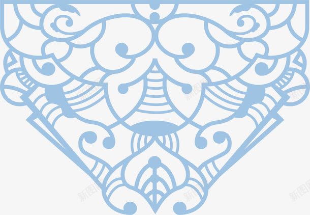 蓝色卡通浮雕花纹png免抠素材_88icon https://88icon.com 浮雕花 矢量png 花纹 蓝色花纹 邀请函花纹 镂空花纹